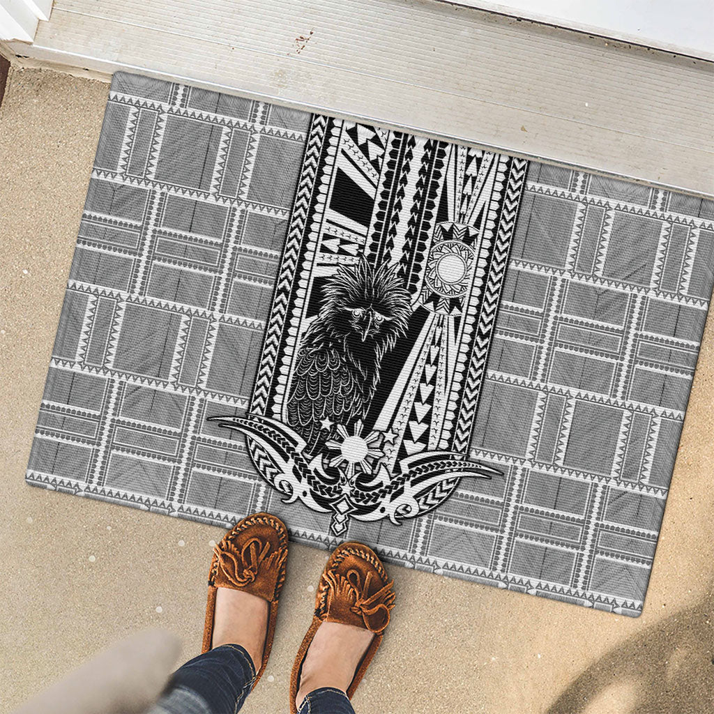 Mabuhay Philippines Festival Rubber Doormat Philippine Eagle Sun Three Stars Barong Pattern DT05 - Polynesian Pride