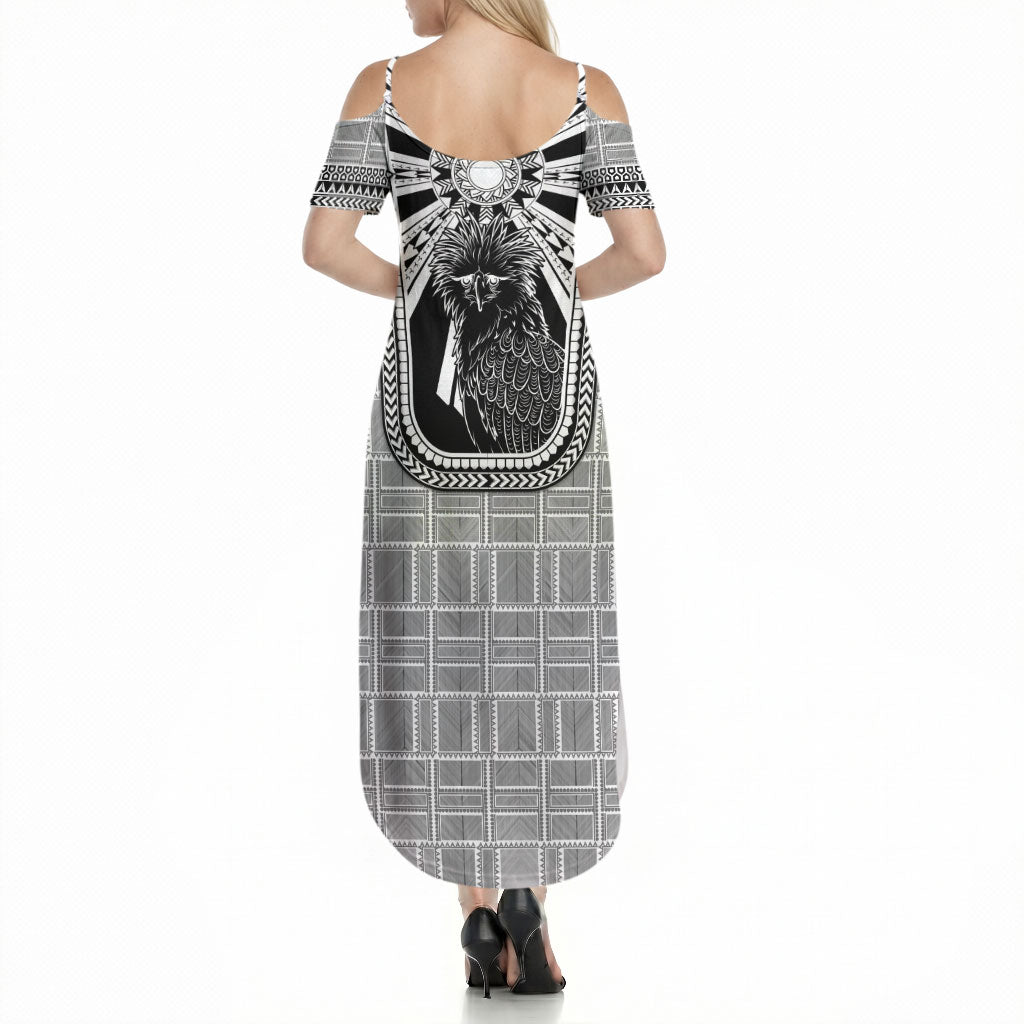 Mabuhay Philippines Festival Summer Maxi Dress Philippine Eagle Sun Three Stars Barong Pattern DT05 - Polynesian Pride