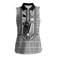 Mabuhay Philippines Festival Women Sleeveless Polo Shirt Philippine Eagle Sun Three Stars Barong Pattern DT05 Female Gray - Polynesian Pride