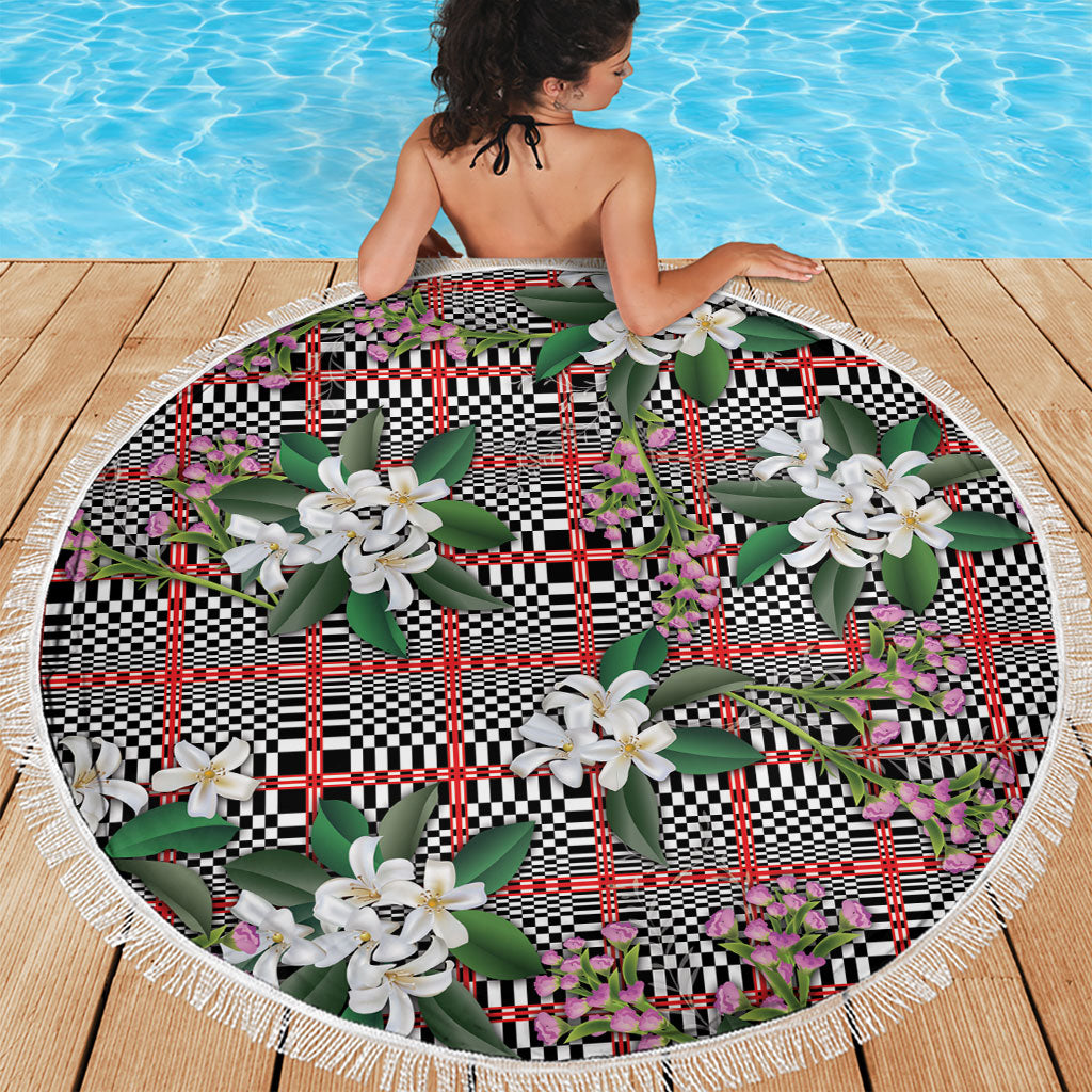 Red Binakol Motifs With Jasminum Sambac Beach Blanket Mabuhay Philippines Festival DT05 - Polynesian Pride
