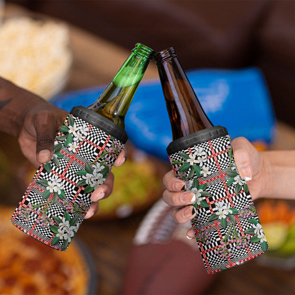 Red Binakol Motifs With Jasminum Sambac 4 in 1 Can Cooler Tumbler Mabuhay Philippines Festival DT05 - Polynesian Pride