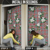 Red Binakol Motifs With Jasminum Sambac Door Cover Mabuhay Philippines Festival DT05 - Polynesian Pride