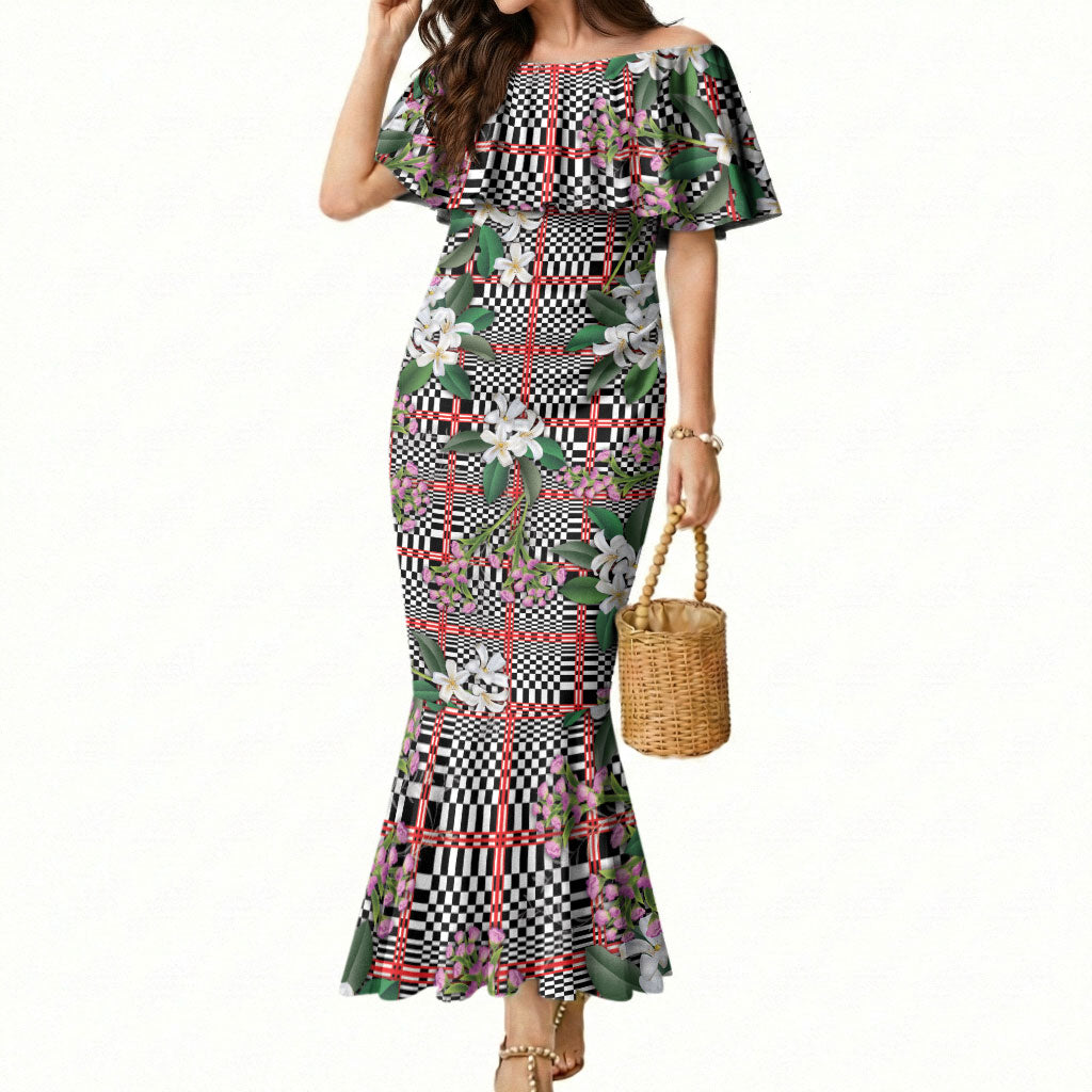 Red Binakol Motifs With Jasminum Sambac Mermaid Dress Mabuhay Philippines Festival