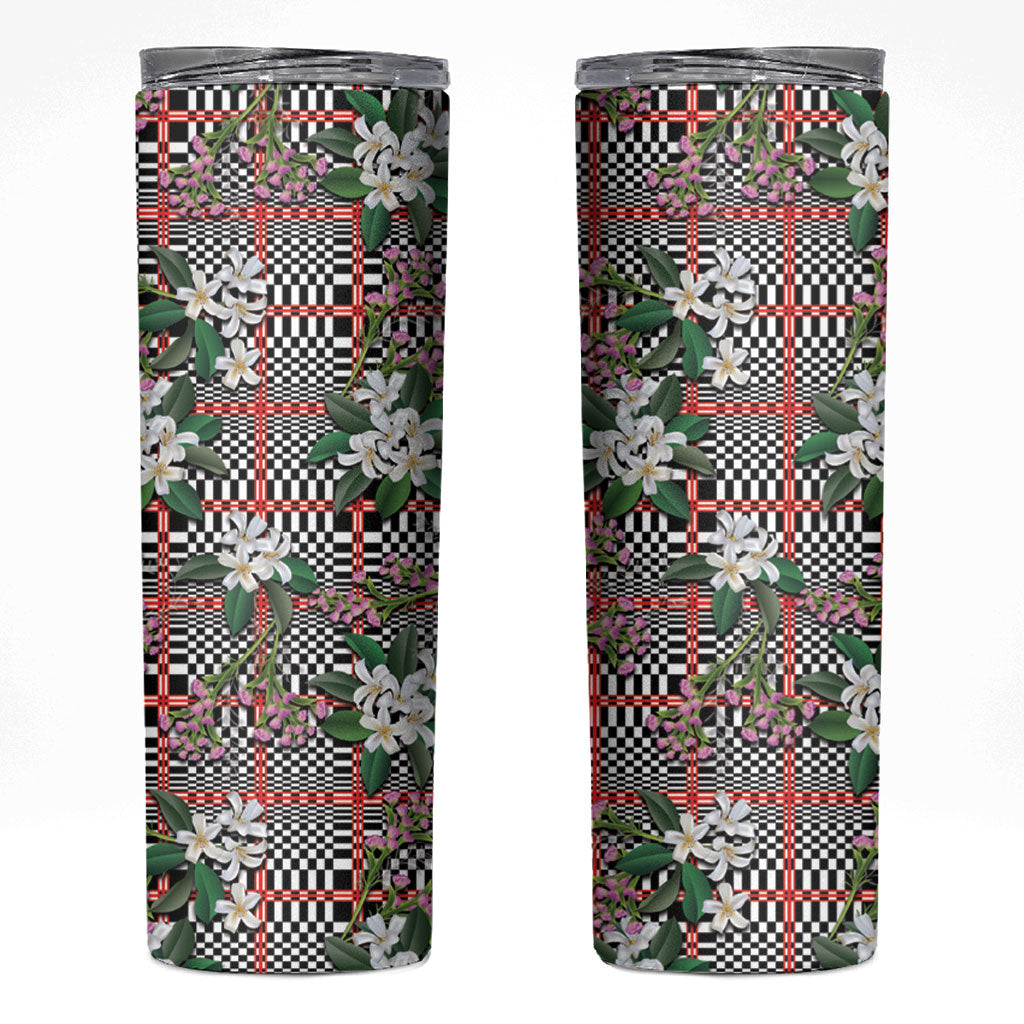 Red Binakol Motifs With Jasminum Sambac Skinny Tumbler Mabuhay Philippines Festival