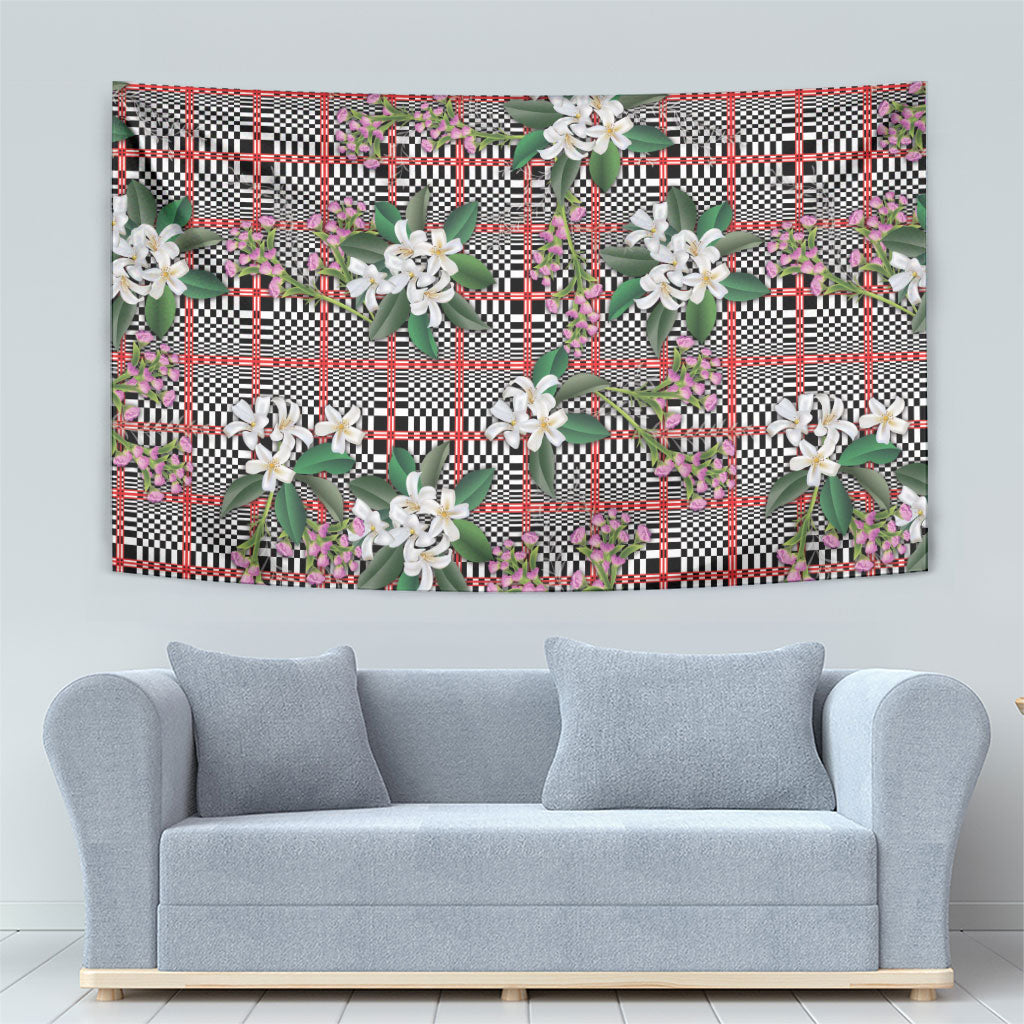 Red Binakol Motifs With Jasminum Sambac Tapestry Mabuhay Philippines Festival DT05 - Polynesian Pride