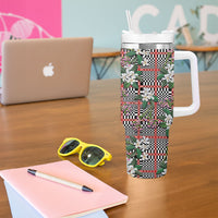 Red Binakol Motifs With Jasminum Sambac Tumbler With Handle Mabuhay Philippines Festival DT05 - Polynesian Pride