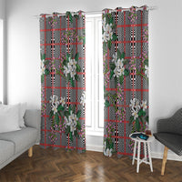 Red Binakol Motifs With Jasminum Sambac Window Curtain Mabuhay Philippines Festival DT05 With Grommets Red - Polynesian Pride