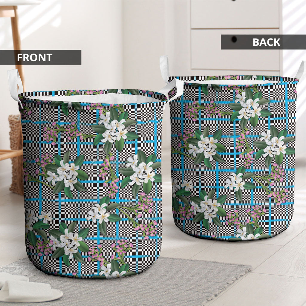 Blue Binakol Motifs With Jasminum Sambac Laundry Basket Mabuhay Philippines Festival DT05 - Polynesian Pride