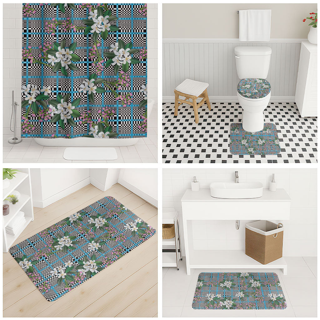 Blue Binakol Motifs With Jasminum Sambac Bathroom Set Mabuhay Philippines Festival DT05 - Polynesian Pride