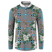 Blue Binakol Motifs With Jasminum Sambac Button Sweatshirt Mabuhay Philippines Festival DT05 Blue - Polynesian Pride
