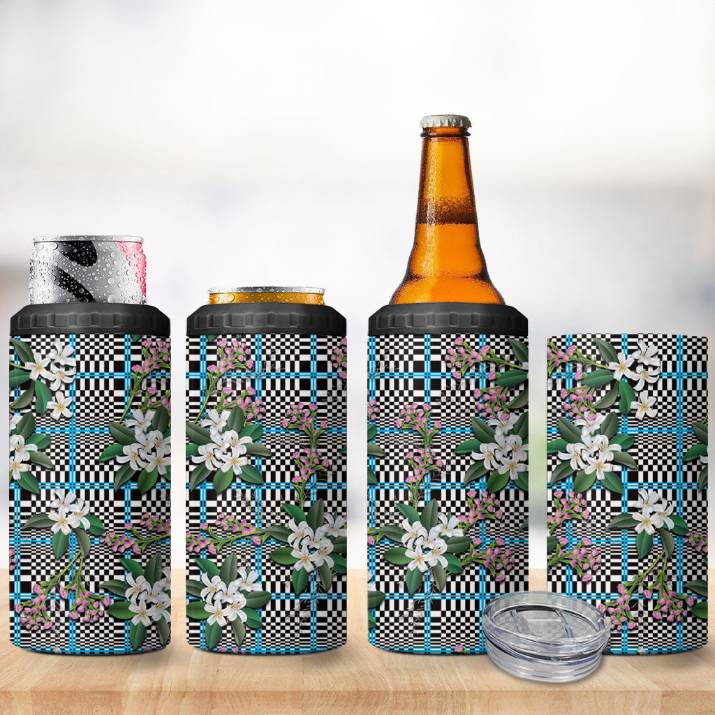 Blue Binakol Motifs With Jasminum Sambac 4 in 1 Can Cooler Tumbler Mabuhay Philippines Festival DT05 - Polynesian Pride