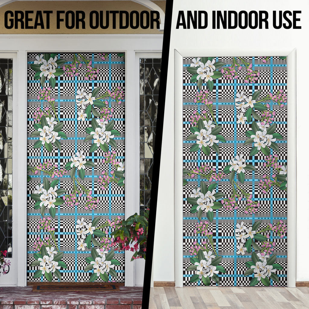 Blue Binakol Motifs With Jasminum Sambac Door Cover Mabuhay Philippines Festival DT05 - Polynesian Pride
