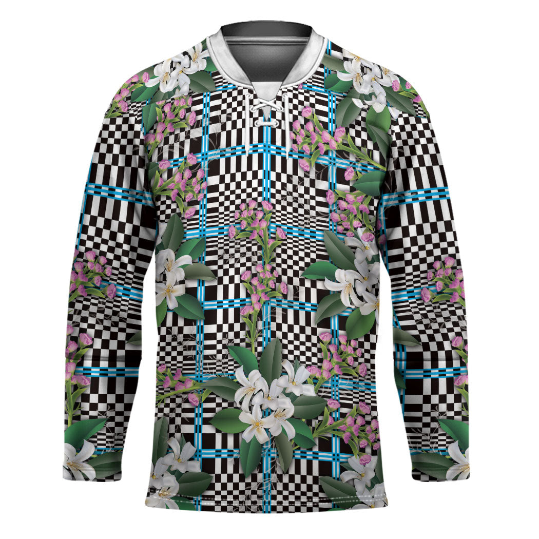 Blue Binakol Motifs With Jasminum Sambac Hockey Jersey Mabuhay Philippines Festival DT05 Unisex Blue - Polynesian Pride