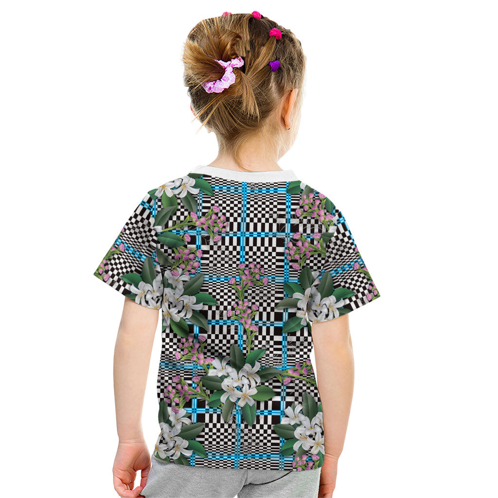 Blue Binakol Motifs With Jasminum Sambac Kid T Shirt Mabuhay Philippines Festival DT05 - Polynesian Pride