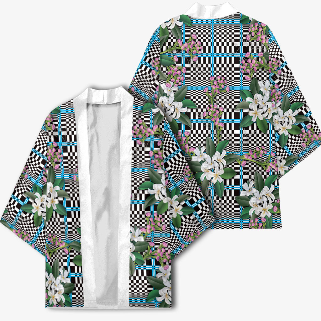 Blue Binakol Motifs With Jasminum Sambac Kimono Mabuhay Philippines Festival DT05 - Polynesian Pride