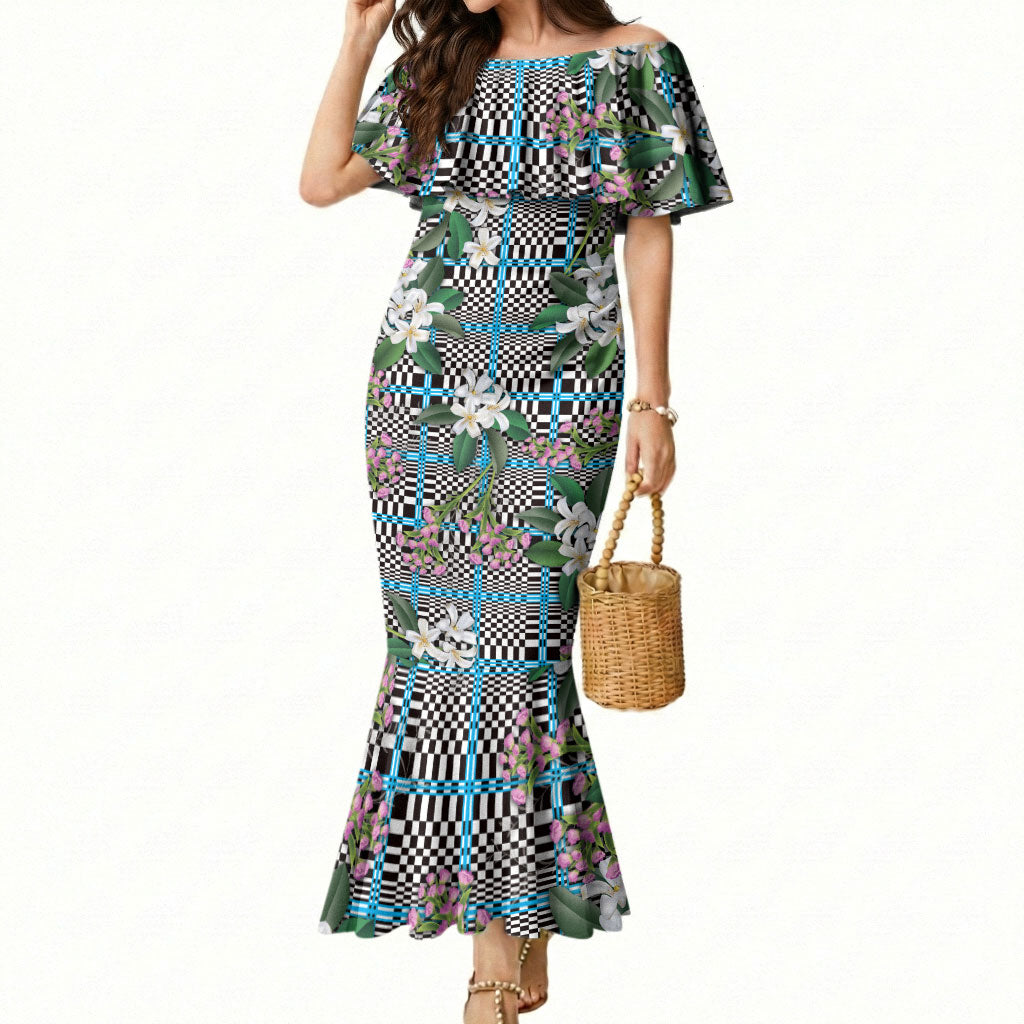 Blue Binakol Motifs With Jasminum Sambac Mermaid Dress Mabuhay Philippines Festival