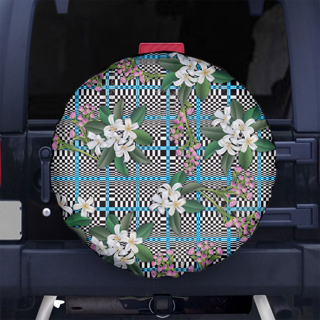 Blue Binakol Motifs With Jasminum Sambac Spare Tire Cover Mabuhay Philippines Festival DT05 No hole Blue - Polynesian Pride