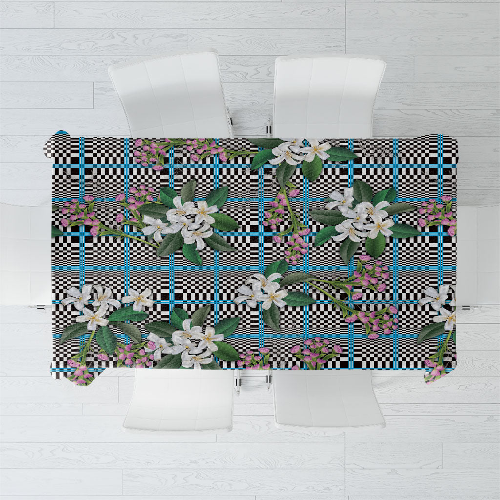 Blue Binakol Motifs With Jasminum Sambac Tablecloth Mabuhay Philippines Festival DT05 Blue - Polynesian Pride