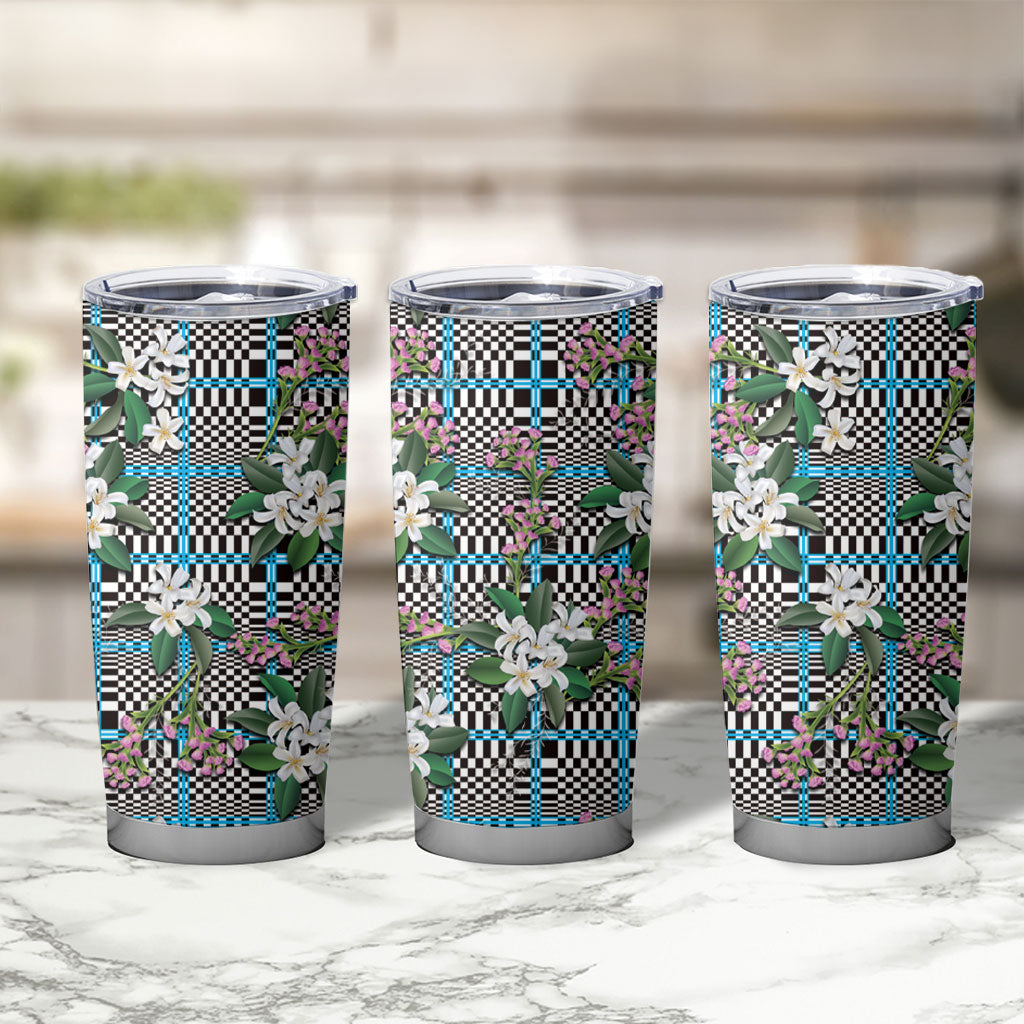 Blue Binakol Motifs With Jasminum Sambac Tumbler Cup Mabuhay Philippines Festival DT05 - Polynesian Pride
