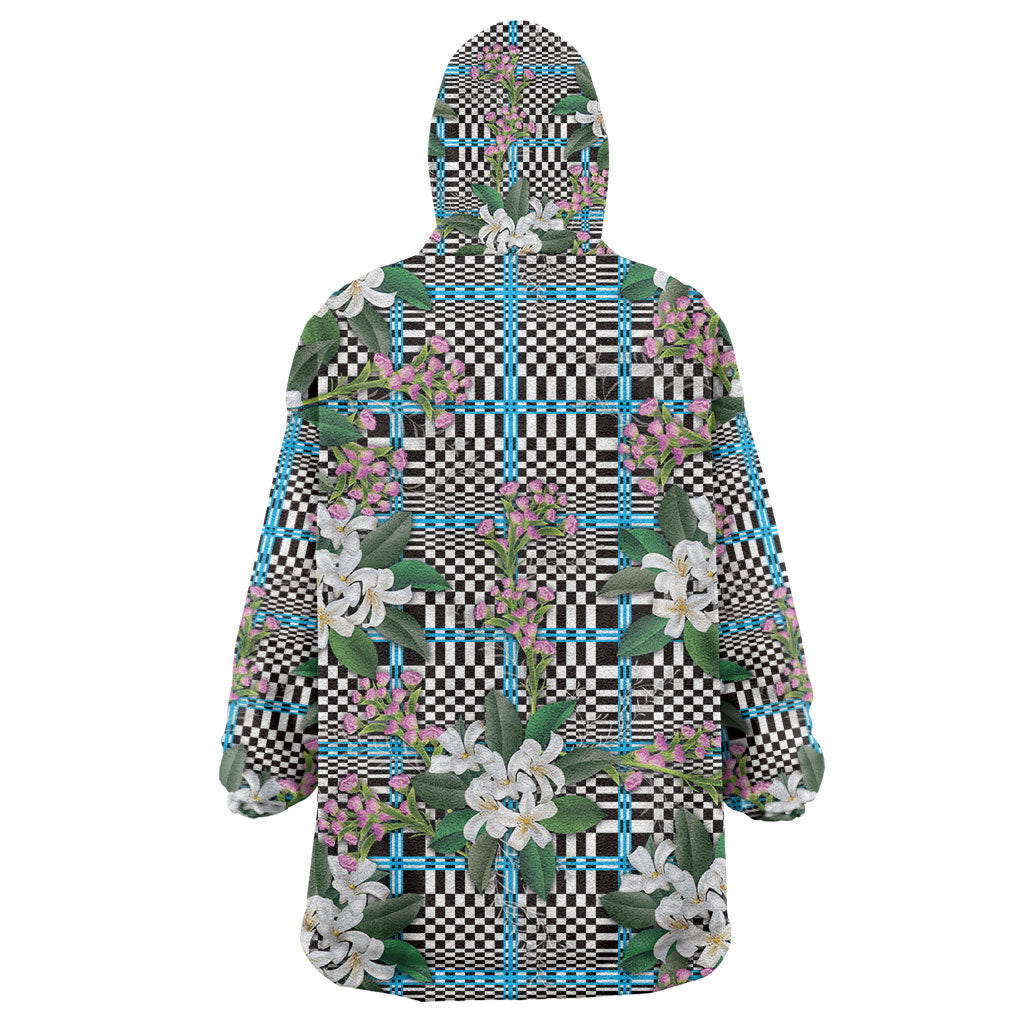 Blue Binakol Motifs With Jasminum Sambac Wearable Blanket Hoodie Mabuhay Philippines Festival DT05 - Polynesian Pride