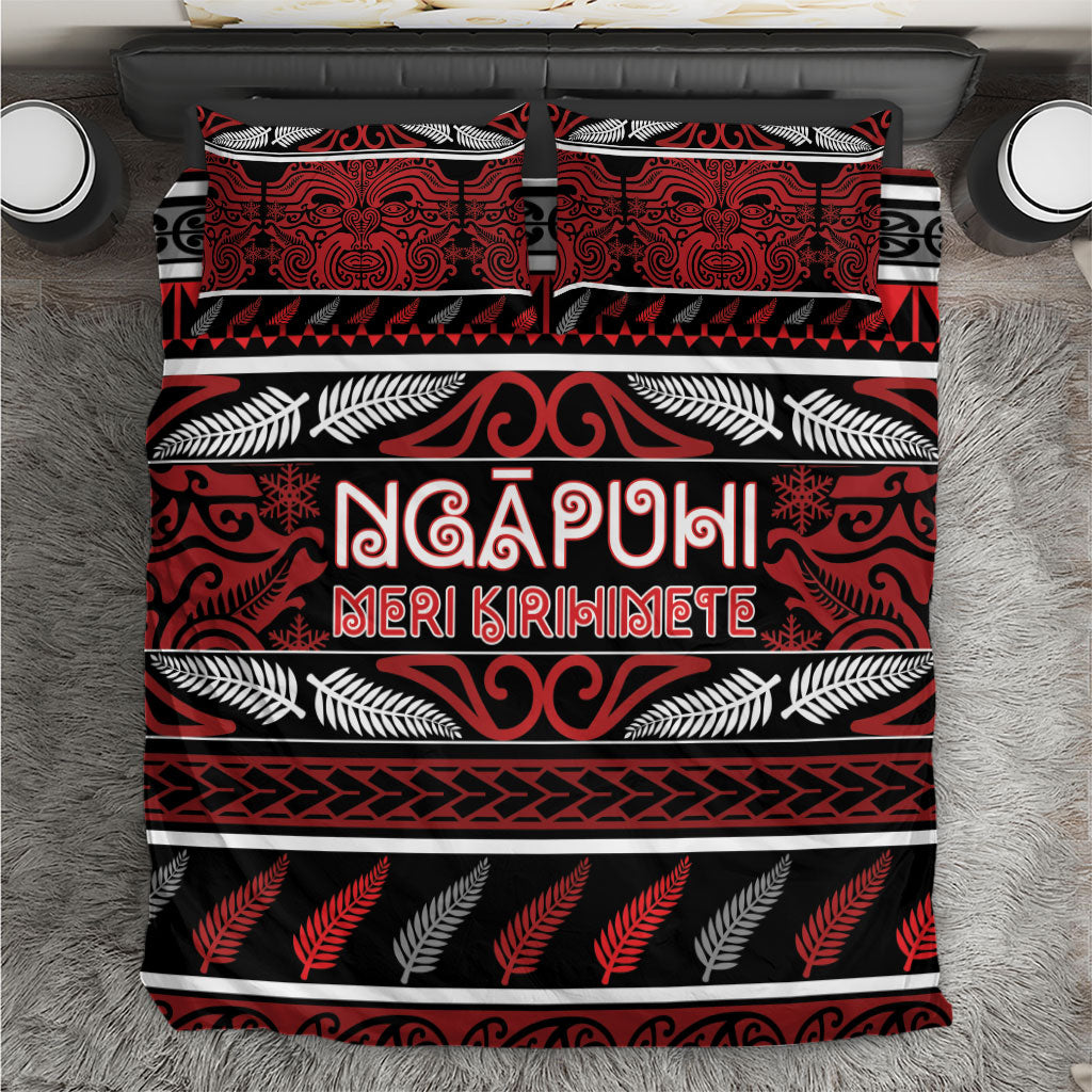 Ngapuhi Aotearoa Meri Kirihimete Bedding Set Maori Silver Fern Koru Tribal Pattern DT05 Red - Polynesian Pride