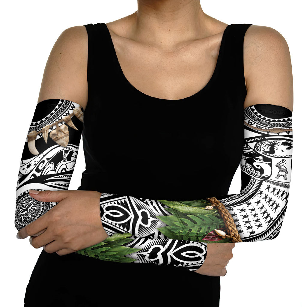 Polynesia Maui Black Tattoo Inspired Arm Sleeves Tropical Leaf Skirt Costume DT05 - Polynesian Pride
