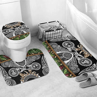 Polynesia Maui Black Tattoo Inspired Bathroom Set Tropical Leaf Skirt Costume DT05 Mat Set Only (3 pcs) One Size Black - Polynesian Pride