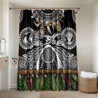 Polynesia Maui Black Tattoo Inspired Bathroom Set Tropical Leaf Skirt Costume DT05 Shower Curtain Only Black - Polynesian Pride