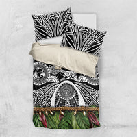 Polynesia Maui Black Tattoo Inspired Bedding Set Tropical Leaf Skirt Costume DT05 US Twin 172cm x 218cm Black - Polynesian Pride