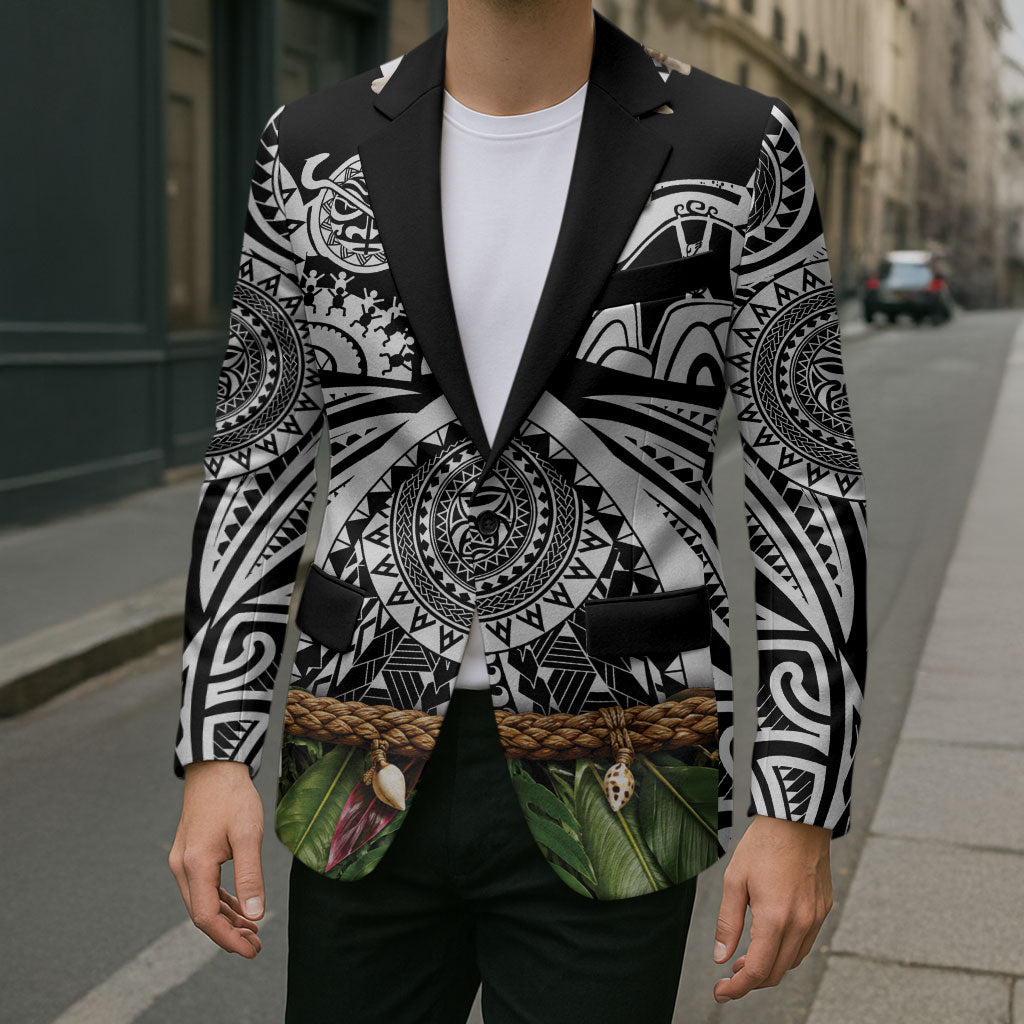 Polynesia Maui Black Tattoo Inspired Blazer Tropical Leaf Skirt Costume DT05 - Polynesian Pride