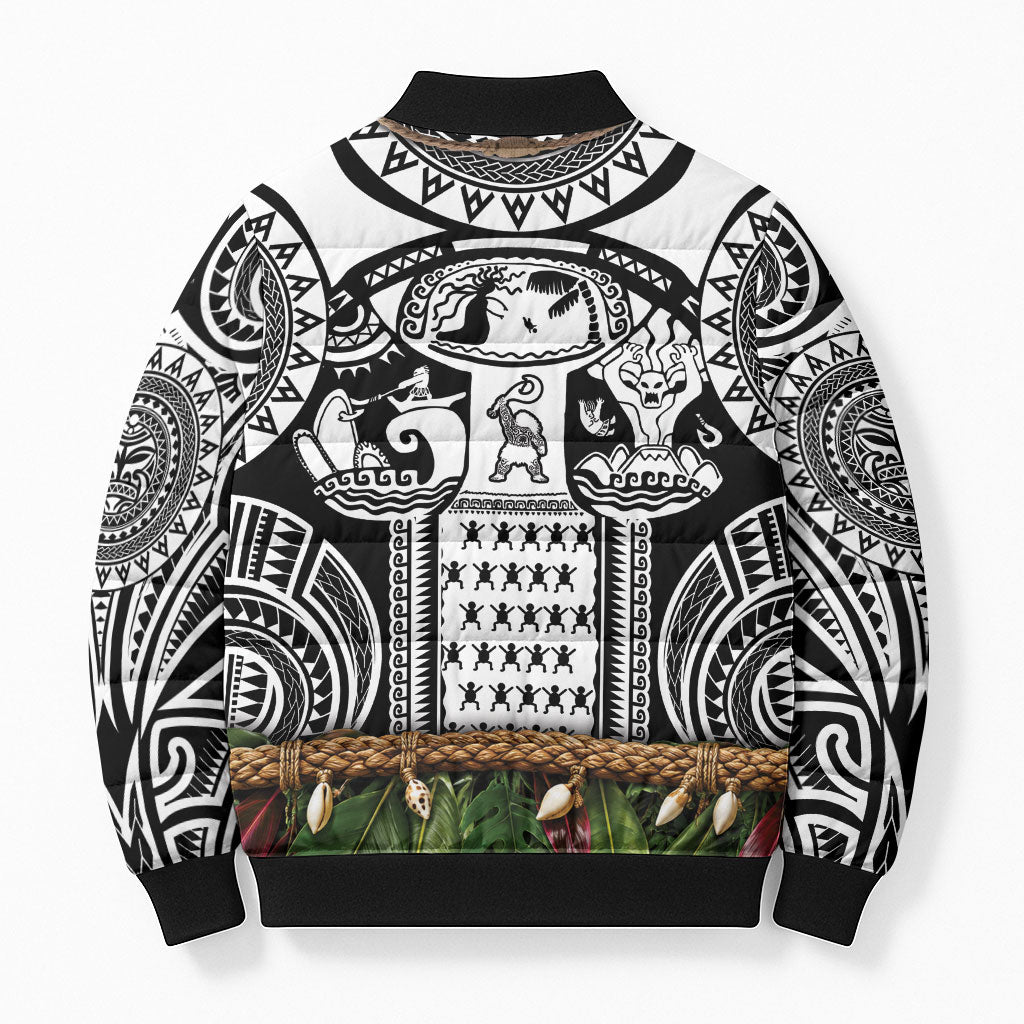 Polynesia Maui Black Tattoo Inspired Bomber Puffer Jacket Tropical Leaf Skirt Costume DT05 - Polynesian Pride