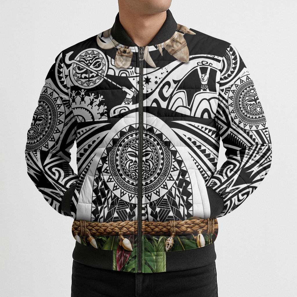 Polynesia Maui Black Tattoo Inspired Bomber Puffer Jacket Tropical Leaf Skirt Costume DT05 - Polynesian Pride