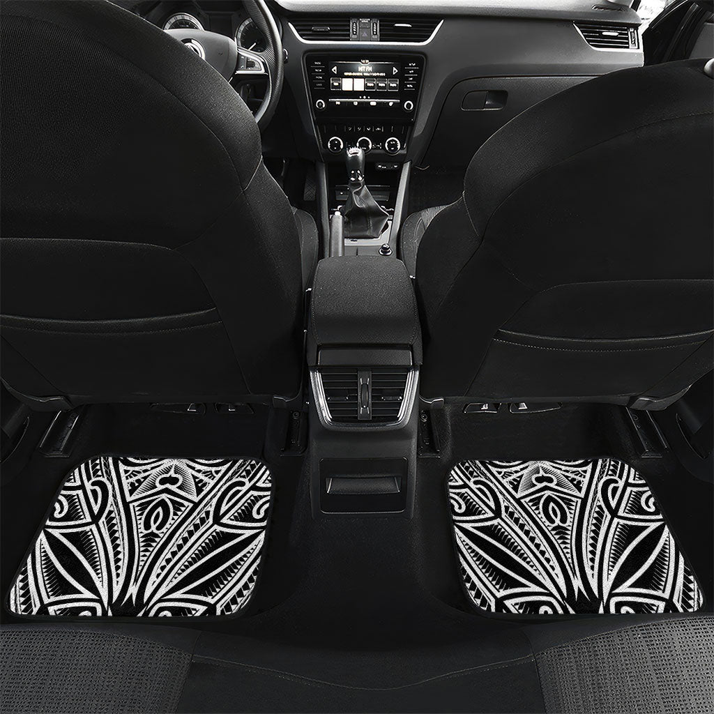 Polynesia Maui Black Tattoo Inspired Car Mats Tropical Leaf Skirt Costume DT05 Set 2pcs - Back Black - Polynesian Pride