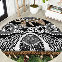 Polynesia Maui Black Tattoo Inspired Round Carpet Tropical Leaf Skirt Costume DT05 Black - Polynesian Pride