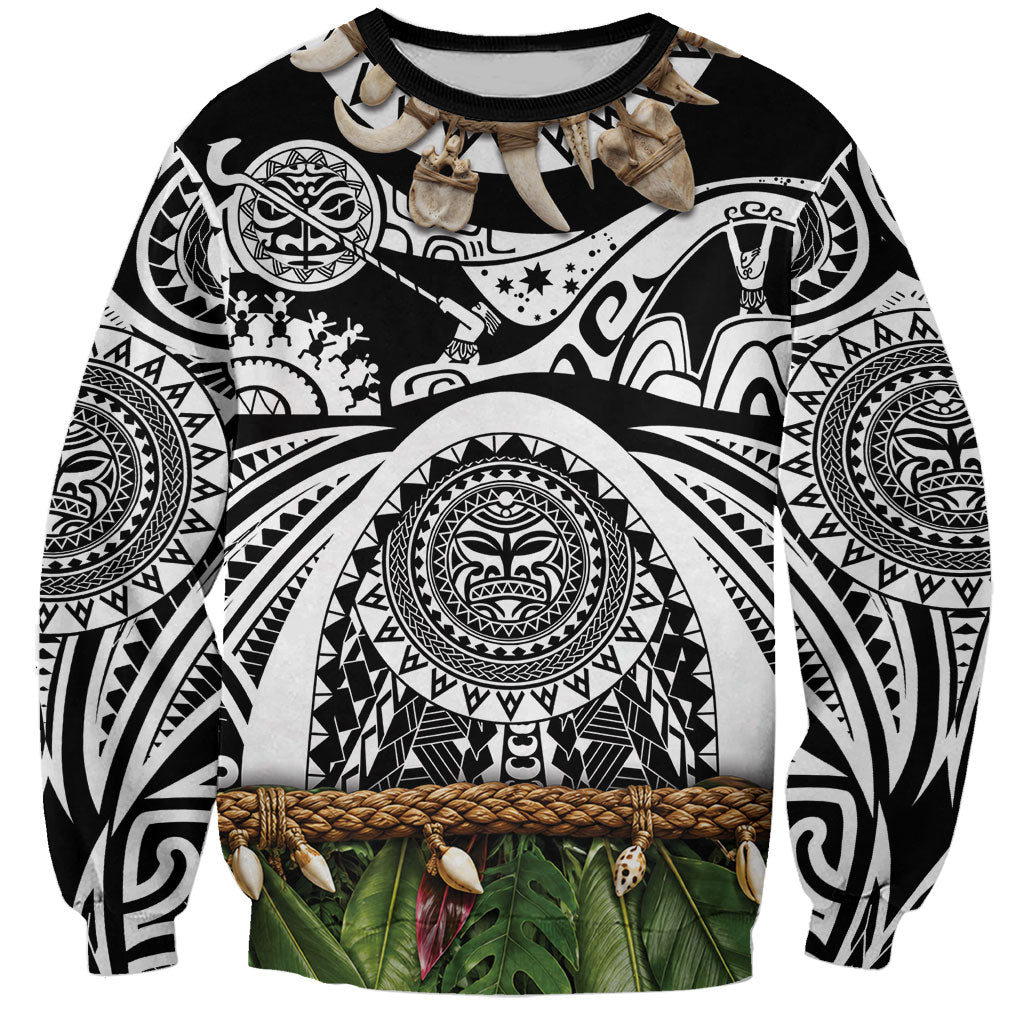 Polynesia Maui Black Tattoo Inspired Sweatshirt Tropical Leaf Skirt Costume DT05 Unisex Black - Polynesian Pride