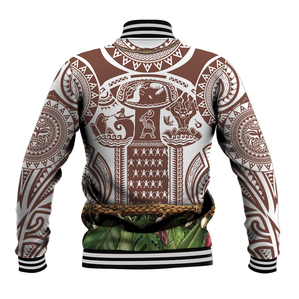 Polynesia Maui Umber Tattoo Inspired Baseball Jacket Tropical Leaf Skirt Costume DT05 - Polynesian Pride