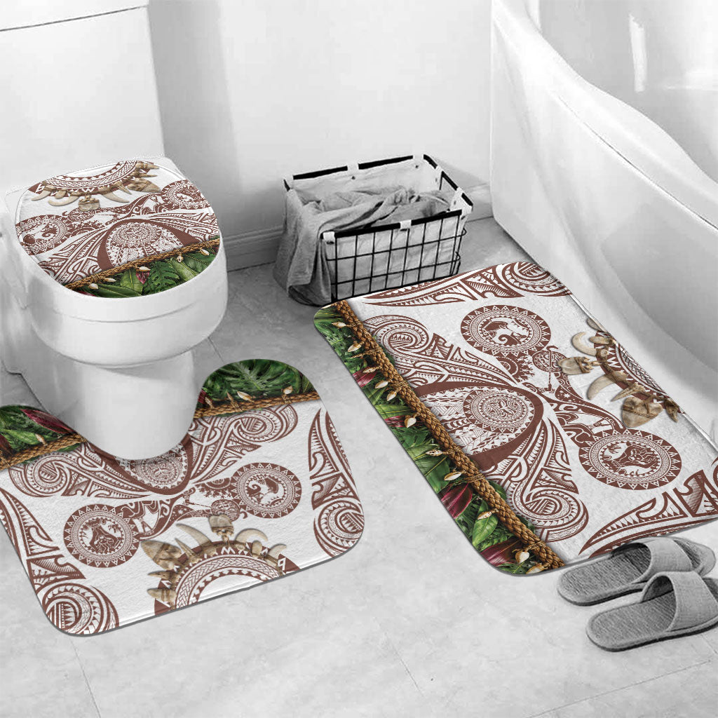 Polynesia Maui Umber Tattoo Inspired Bathroom Set Tropical Leaf Skirt Costume DT05 Mat Set Only (3 pcs) One Size Brown - Polynesian Pride