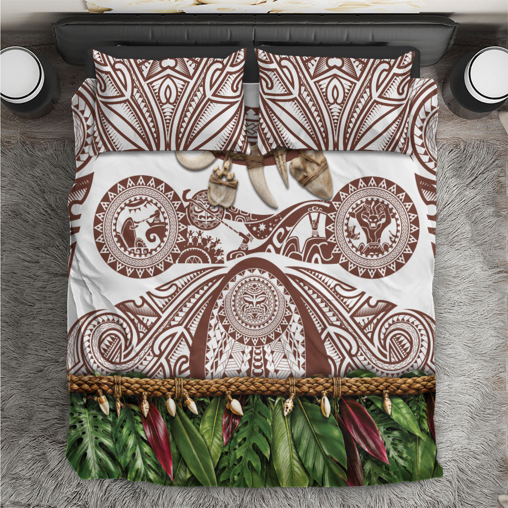 Polynesia Maui Umber Tattoo Inspired Bedding Set Tropical Leaf Skirt Costume DT05 Brown - Polynesian Pride