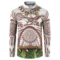 Polynesia Maui Umber Tattoo Inspired Button Sweatshirt Tropical Leaf Skirt Costume DT05 Brown - Polynesian Pride