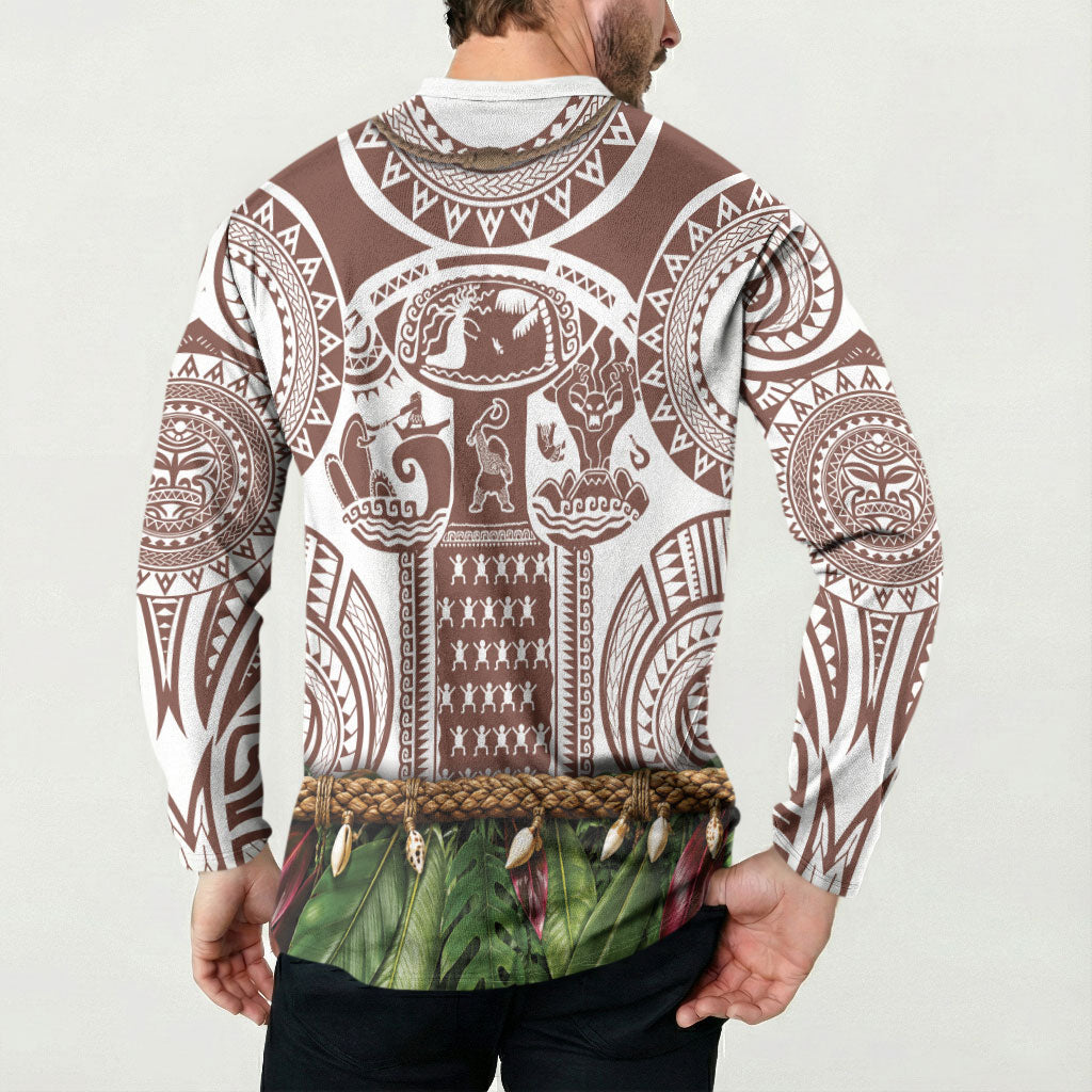 Polynesia Maui Umber Tattoo Inspired Button Sweatshirt Tropical Leaf Skirt Costume DT05 - Polynesian Pride