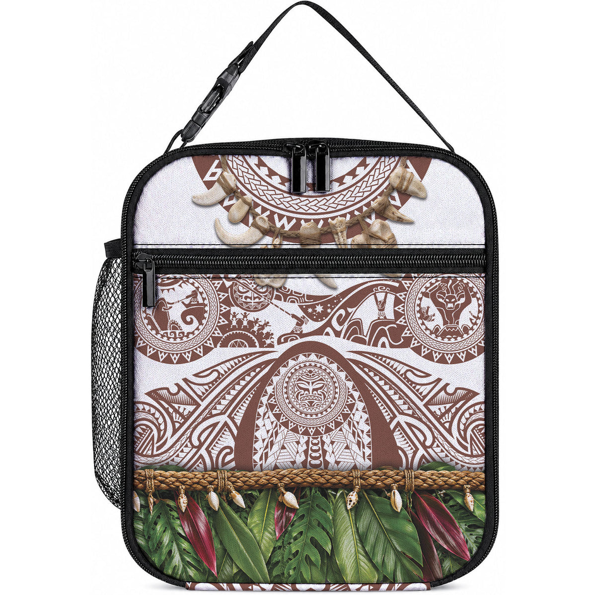 Polynesia Maui Umber Tattoo Inspired Lunch Bag Tropical Leaf Skirt Costume DT05 10.2 × 8.3 × 4.3 inch Brown - Polynesian Pride
