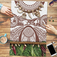 Polynesia Maui Umber Tattoo Inspired Puzzle Tropical Leaf Skirt Costume DT05 Brown - Polynesian Pride