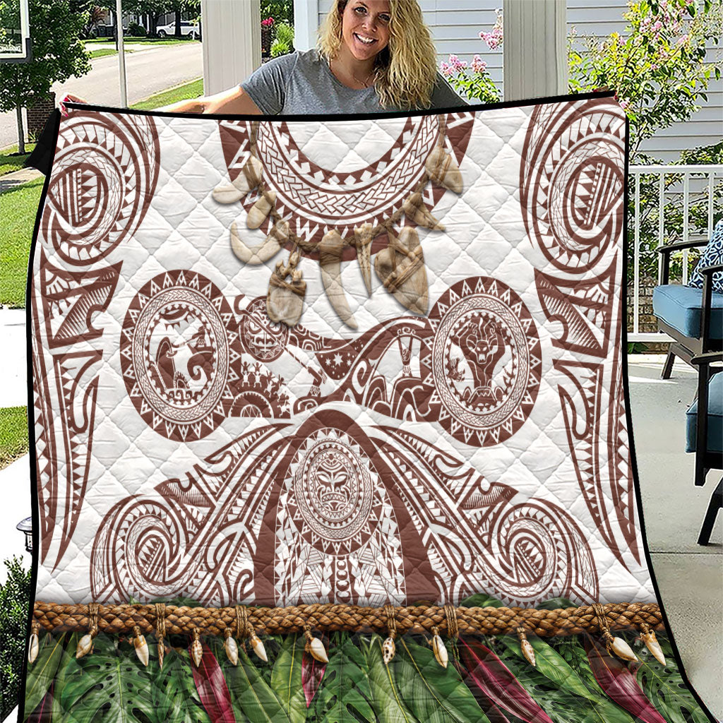 Polynesia Maui Umber Tattoo Inspired Quilt Tropical Leaf Skirt Costume DT05 Brown - Polynesian Pride