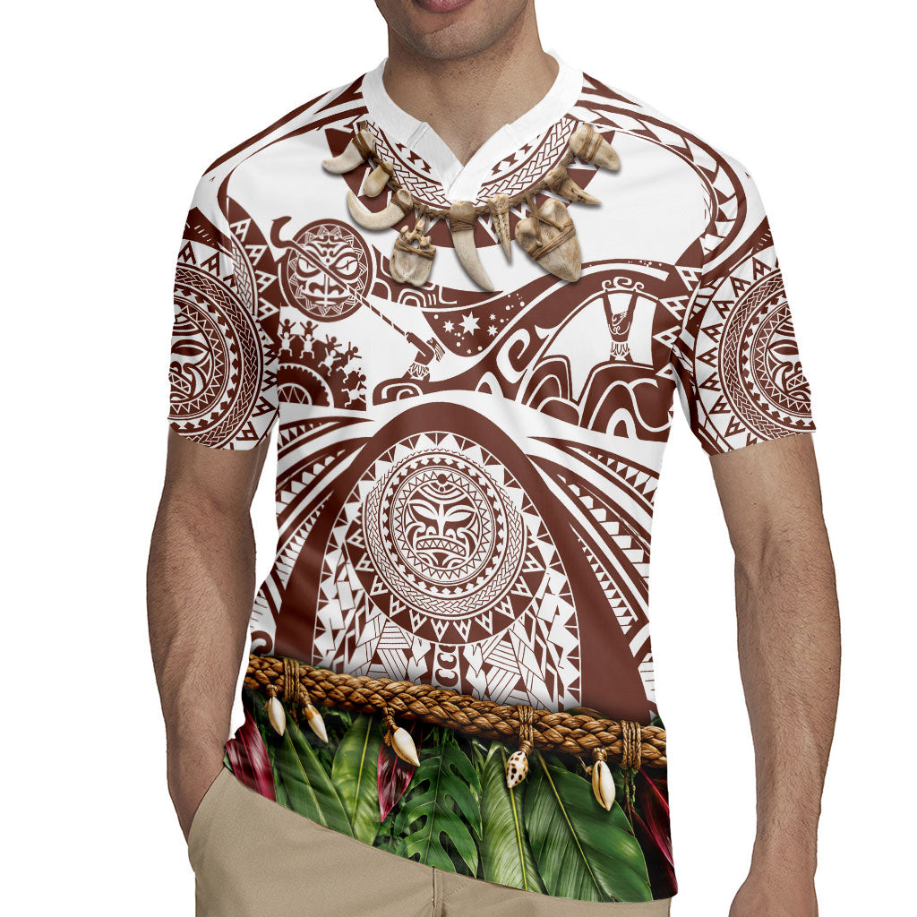 Polynesia Maui Umber Tattoo Inspired Rugby Jersey Tropical Leaf Skirt Costume DT05 - Polynesian Pride