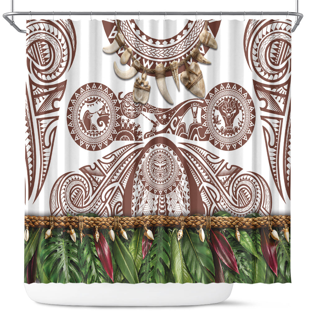 Polynesia Maui Umber Tattoo Inspired Shower Curtain Tropical Leaf Skirt Costume DT05 Brown - Polynesian Pride