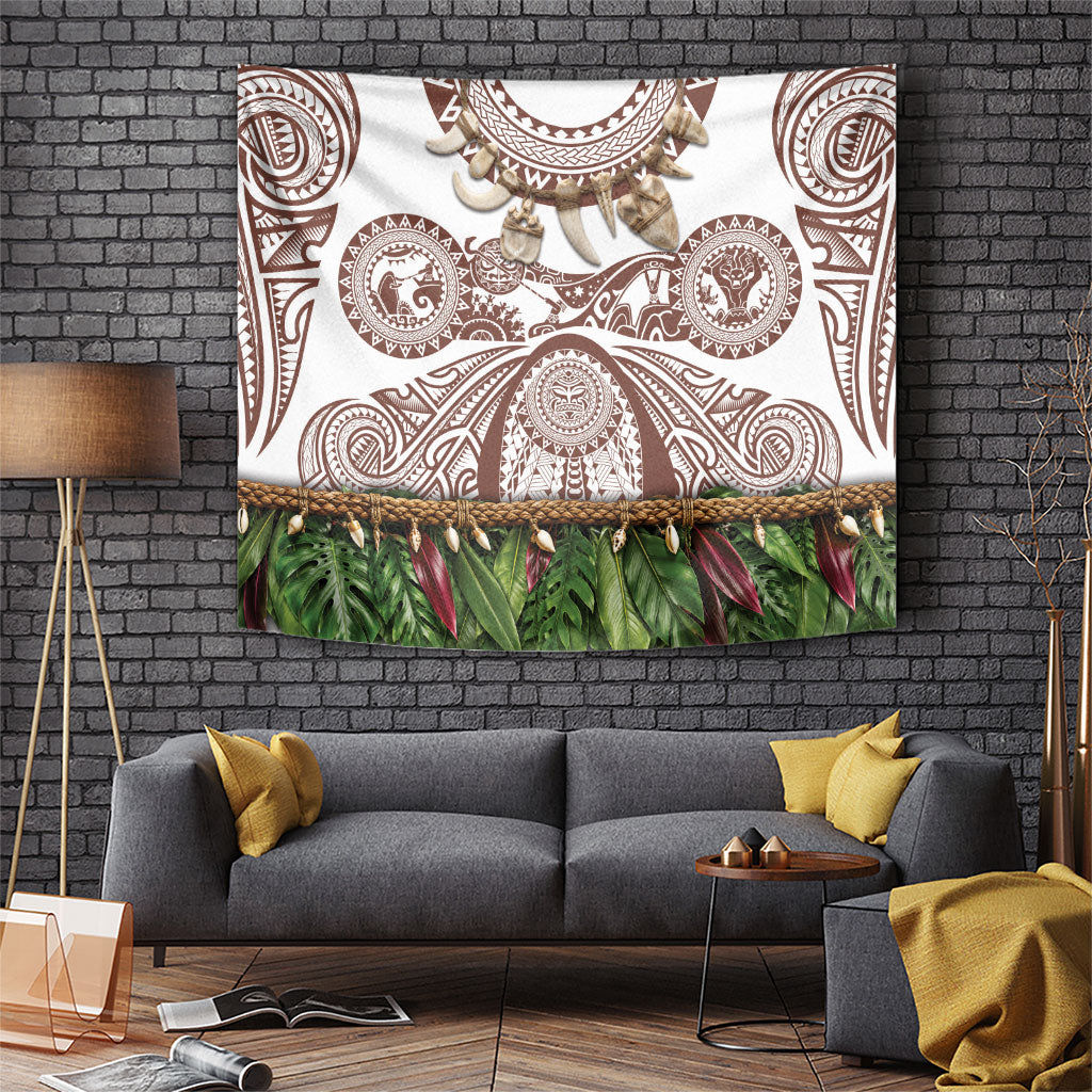 Polynesia Maui Umber Tattoo Inspired Tapestry Tropical Leaf Skirt Costume DT05 Brown - Polynesian Pride