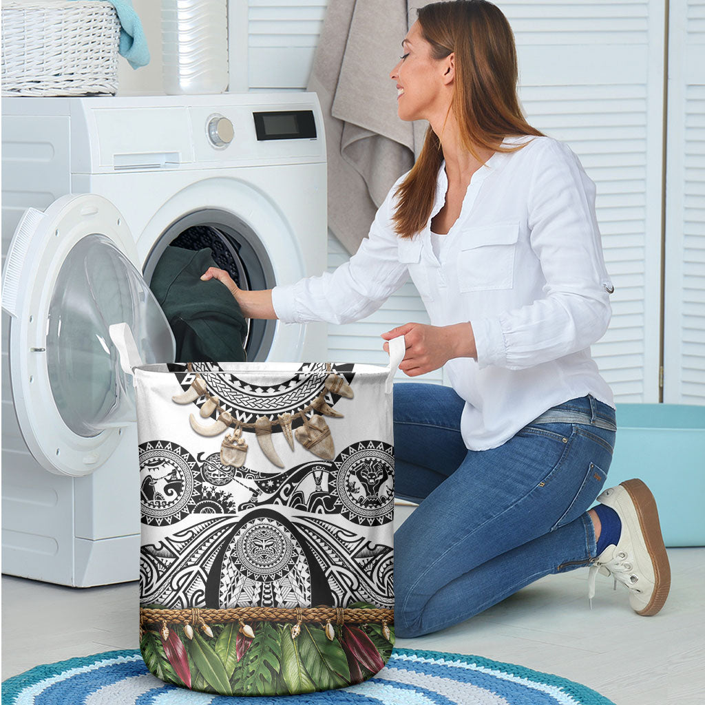 Polynesia Maui White Tattoo Inspired Laundry Basket Tropical Leaf Skirt Costume DT05 - Polynesian Pride