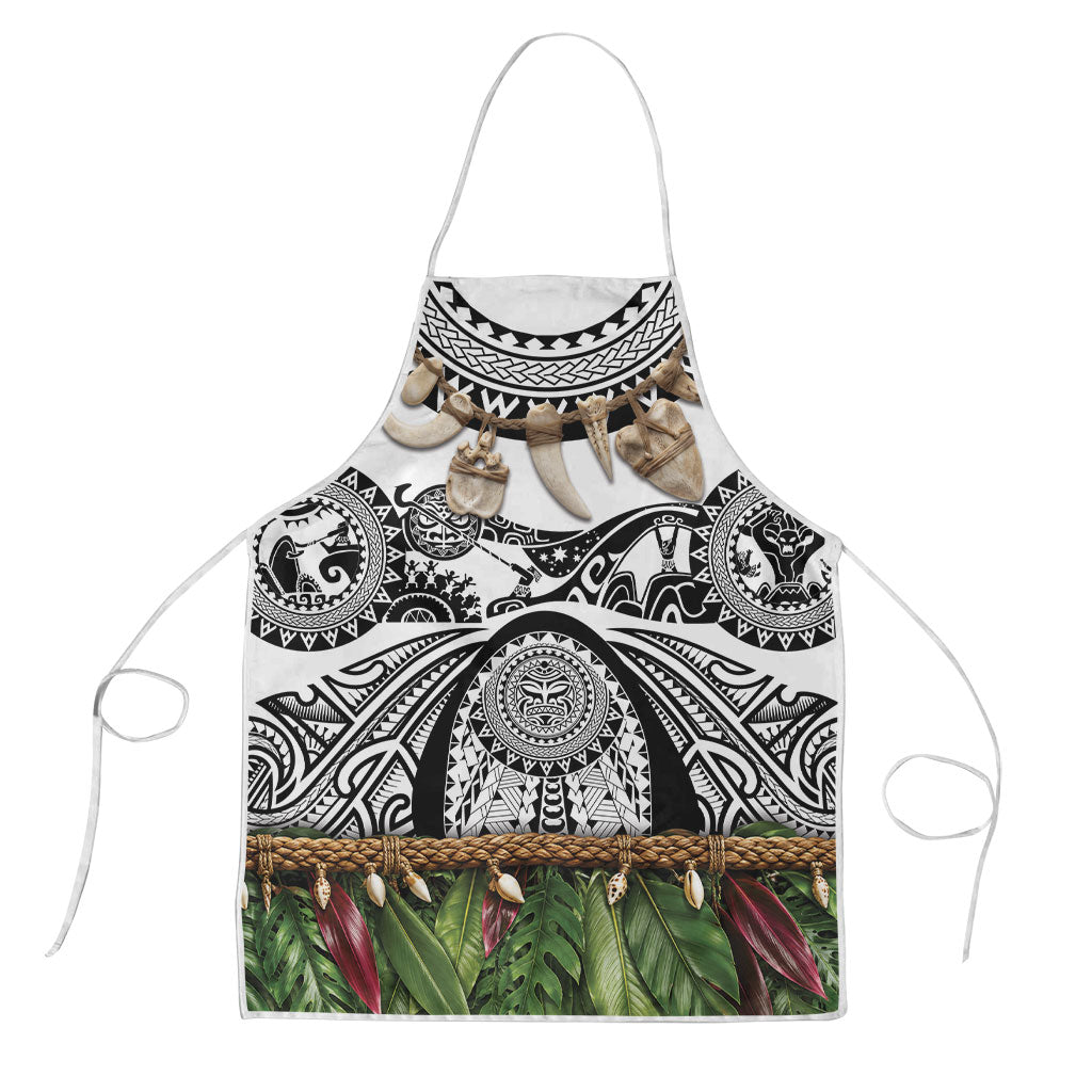 Polynesia Maui White Tattoo Inspired Apron Tropical Leaf Skirt Costume DT05 White - Polynesian Pride