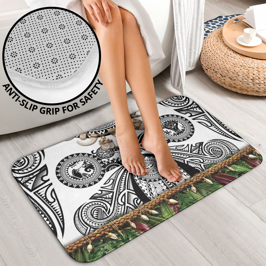 Polynesia Maui White Tattoo Inspired Bathroom Set Tropical Leaf Skirt Costume DT05 - Polynesian Pride