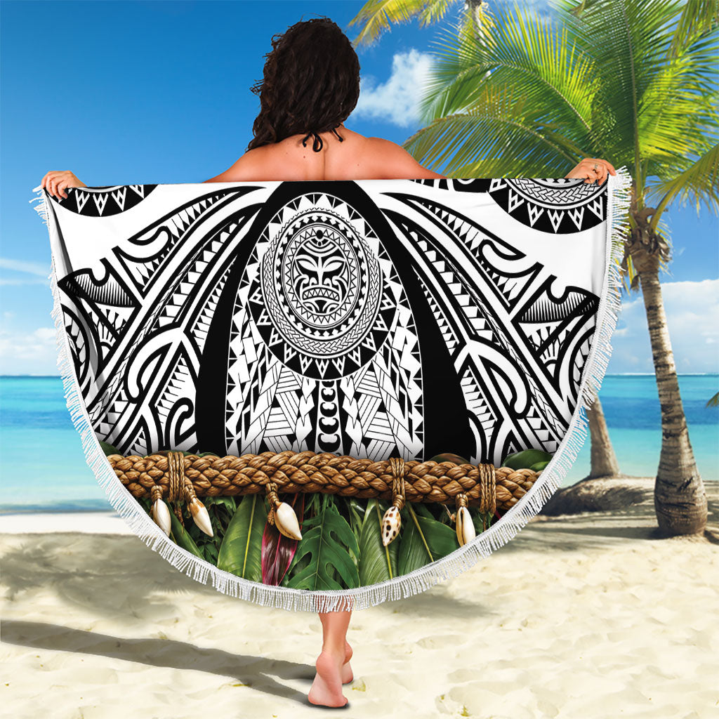 Polynesia Maui White Tattoo Inspired Beach Blanket Tropical Leaf Skirt Costume DT05 - Polynesian Pride